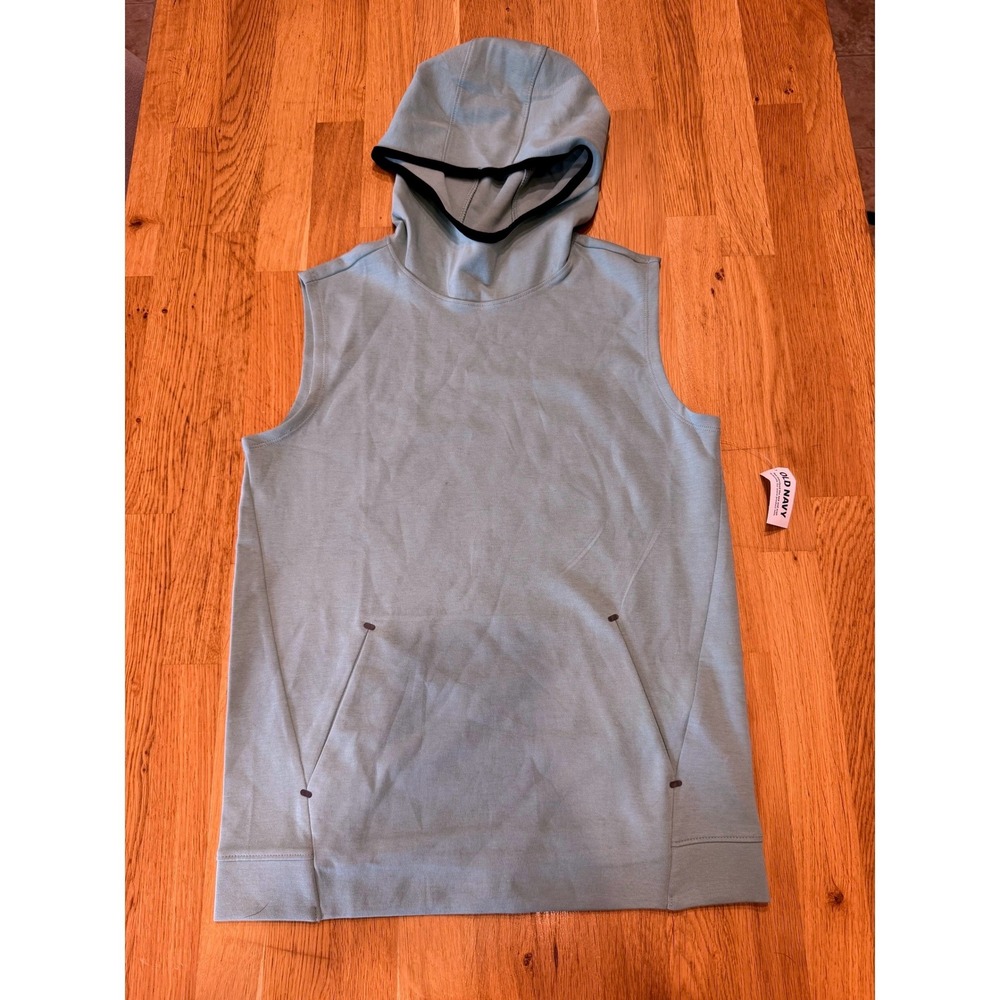 Old Navy Active Boys XL 14-16 Dynamic Fleece Sleeveless Hoodie Sage Green 873432
